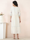 Ivory Garden Embroidered Cotton Dobby Midi Dress