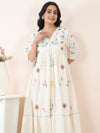 Ivory Garden Embroidered Cotton Dobby Midi Dress