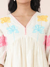 Floral Embroidered Cotton Dobby Day Dress