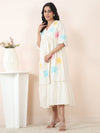 Floral Embroidered Cotton Dobby Day Dress