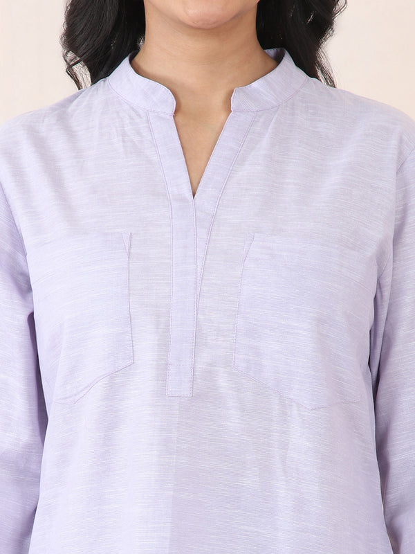 Lavender Slub Linen Straight Co-Ord Set