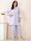 Lavender Slub Linen Straight Co-Ord Set