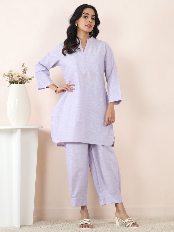 Lavender Slub Linen Straight Co-Ord Set