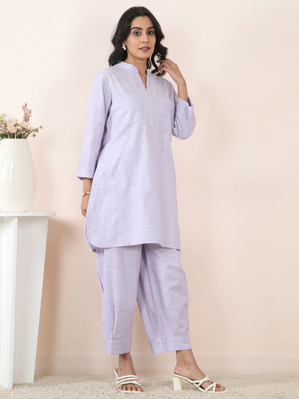 Lavender Slub Linen Straight Co-Ord Set