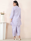 Lavender Slub Linen Straight Co-Ord Set