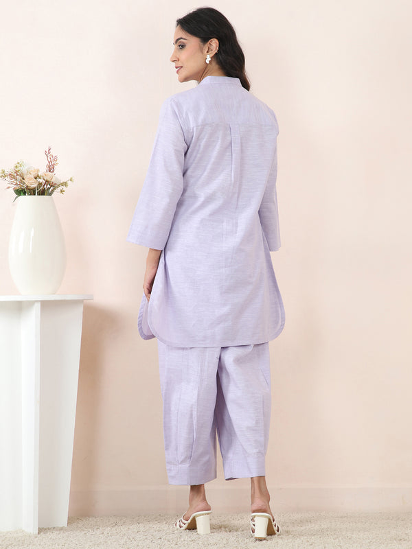Lavender Slub Linen Straight Co-Ord Set