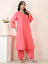 Pink Viscose Linen Everyday Co-Ord Set