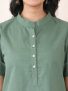 Dark Green Cotton Linen Embroidered Co-Ord Set