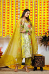 Viscose Muslin Straight Kurta & Pants 3-Piece Set with Organza Dupatta