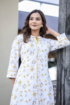 Yellow Printed Rayon 2-Piece Suit Set with Foil Accents