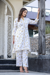 Yellow Printed Rayon 2-Piece Suit Set with Foil Accents